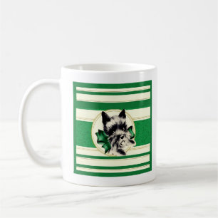 Vintage Black Scottish Terrier on green mug