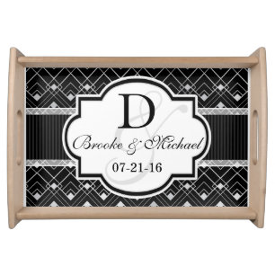 Vintage Black & Silver Art Deco Wedding Serving Tray