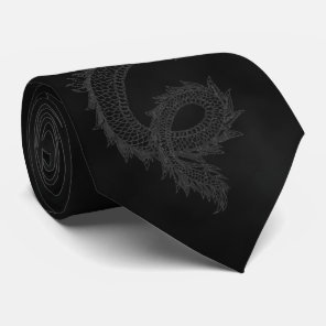 Vintage Black Smoke Dragon Neck Tie
