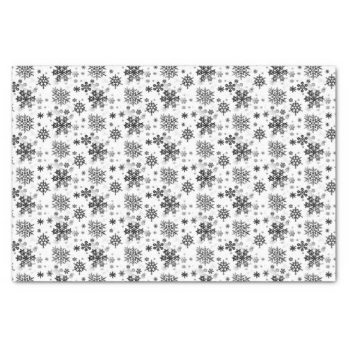Vintage Black Snowflakes on White Tissue Paper