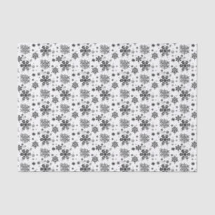 Vintage Black Snowflakes on White Tissue Paper