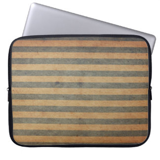 Vintage Black Striped Brown Laptop Computer Sleeve