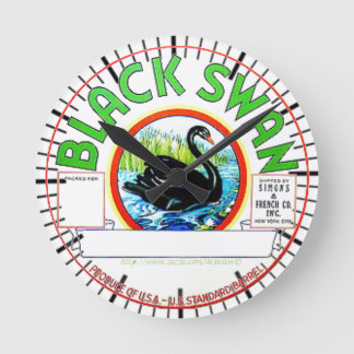 "Vintage Black Swan Label" Round Clock