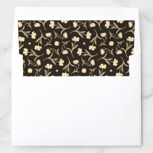Vintage Black & Taupe Cute Floral Pattern Elegant Envelope Liner