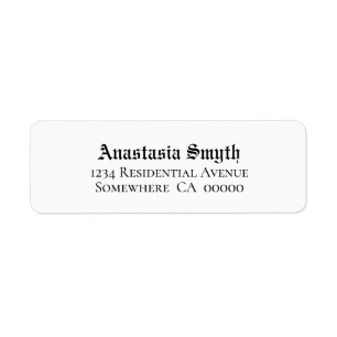 Vintage Black Text Wedding Address Label