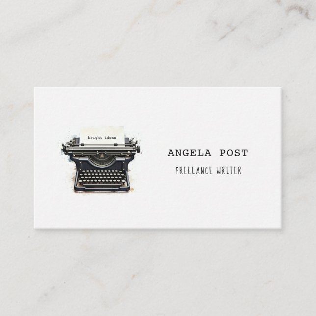 Vintage black typewriter Business Card (Front)