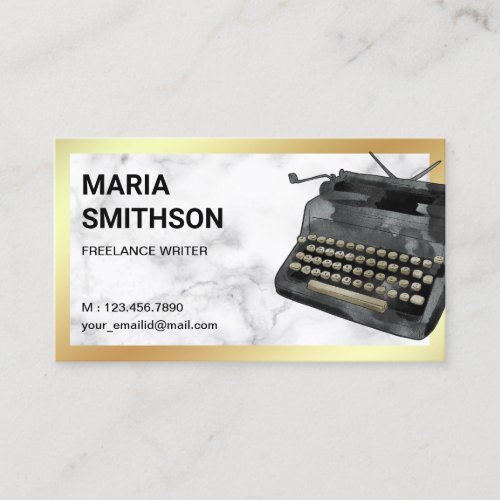 Vintage Black Typewriter QR Code Writer Author Business Card