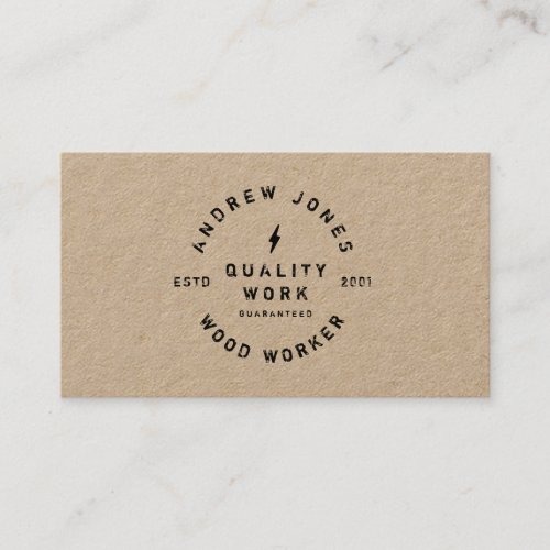Vintage black typography rustic brown kraft paper business card