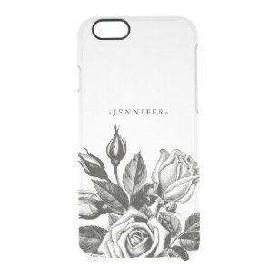 Vintage Black Victorian Tea Roses Clear Clear iPhone 6/6S Case