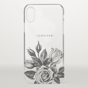 Vintage Black Victorian Tea Roses iPhone X Case