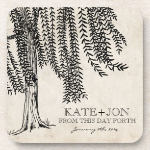 Vintage Black Weeping Willow Tree Coaster