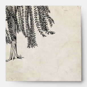 Vintage Black Weeping Willow Tree Envelope