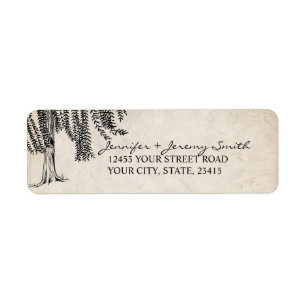 Vintage Black Weeping Willow Tree Label