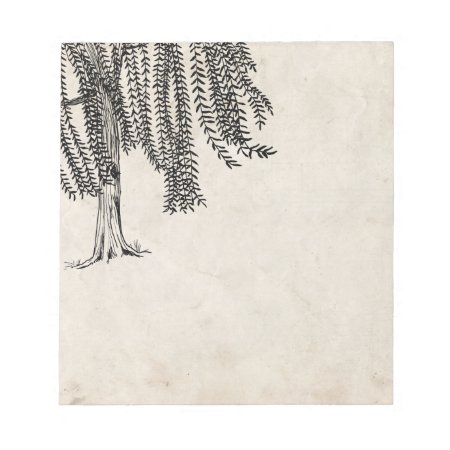 Vintage Black Weeping Willow Tree Notepad