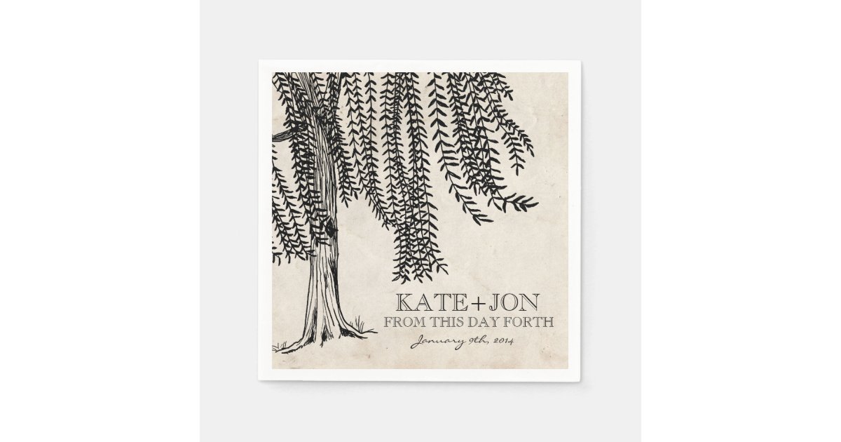 Vintage Black Weeping Willow Tree Paper Napkins Zazzle Com