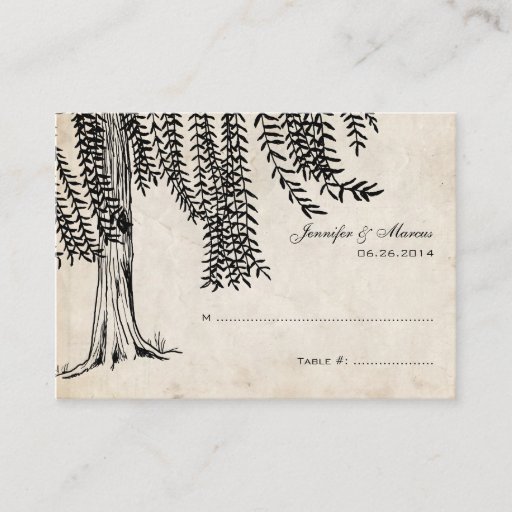 Customizable Vintage Black Weeping Willow Tree Business Card