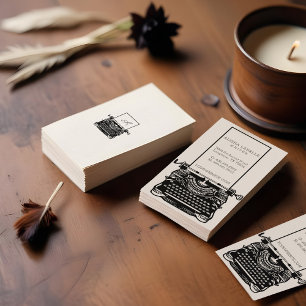 Vintage Black & White Antique Typewriter Monogram Business Card