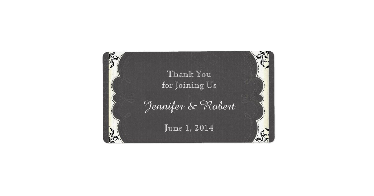 Vintage Black White Chalkboard Water Bottle Label | Zazzle