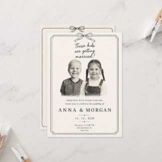 Vintage Black & White Childhood Wedding Invite