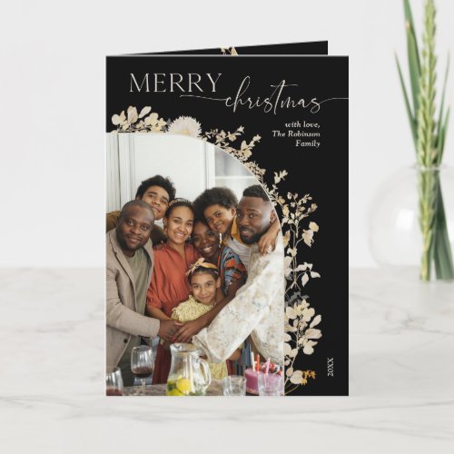 Vintage Black White Christmas Photo  Card