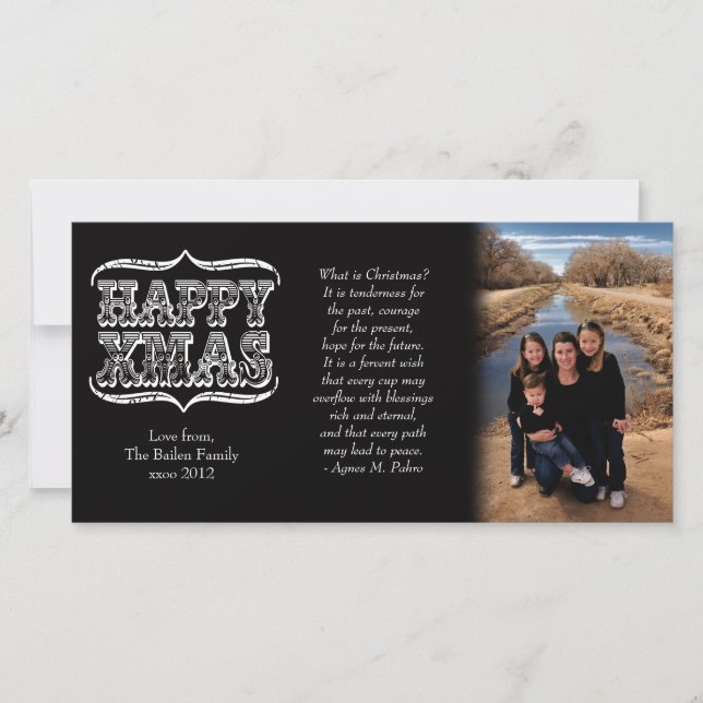 Vintage Black & White Christmas Photo Card (Front)