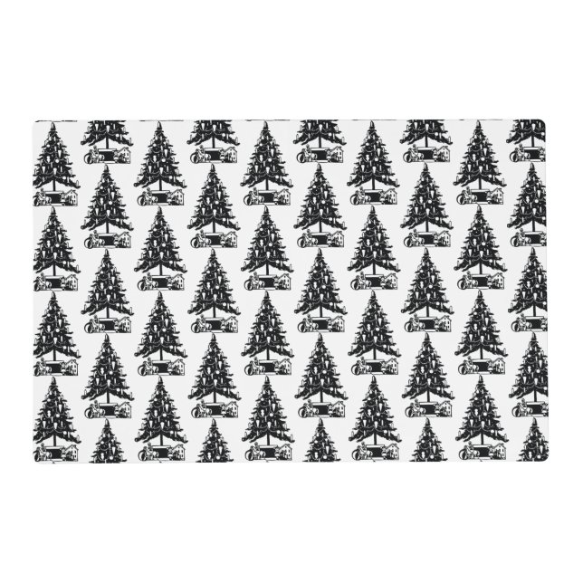 Vintage Black White Christmas Placemat (Front)