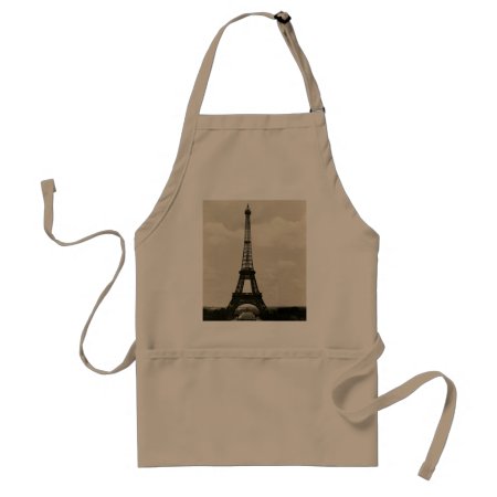 Vintage Black & White Eiffel Tower Adult Apron