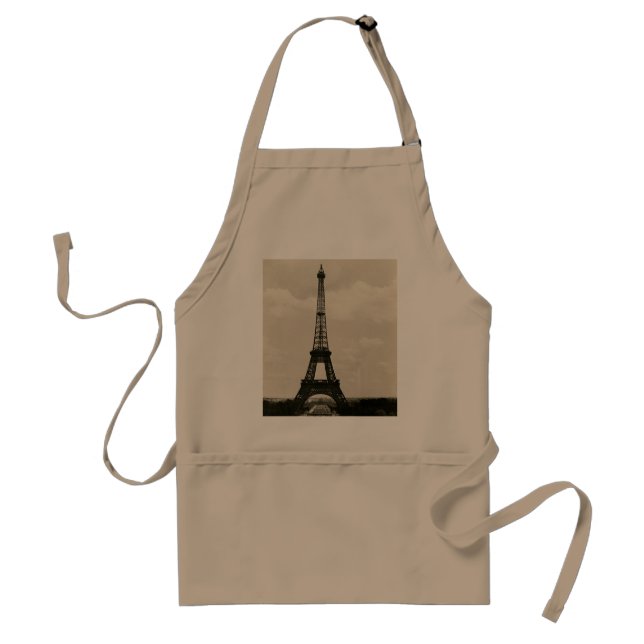 Vintage Black & White Eiffel Tower Adult Apron (Front)