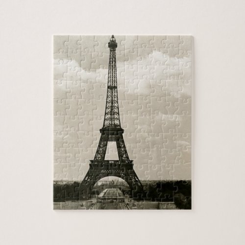 Vintage Black  White Eiffel Tower Jigsaw Puzzle