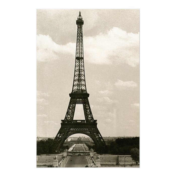 Vintage Black & White Eiffel Tower Stationery Design