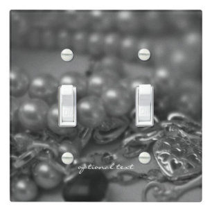 Vintage Black & White Elegant Pearls Chic Light Switch Cover
