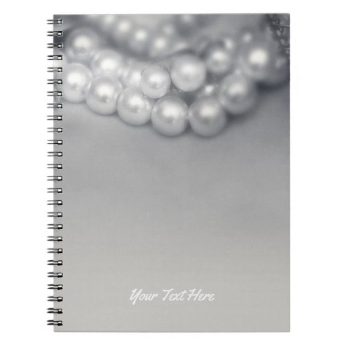 Vintage Black  White Elegant Pearls Chic Notebook