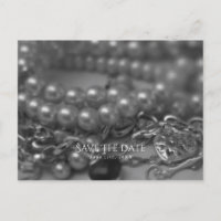 Vintage Black & White Elegant Pearls Save the Date
