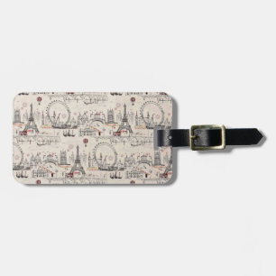Vintage Black & White Europe Images Luggage Tag