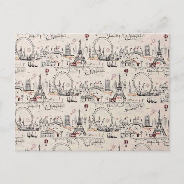 Vintage Black & White Europe Images Postcard (Front)