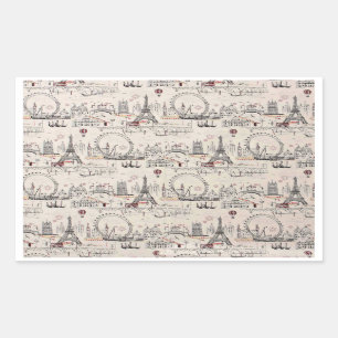 Vintage Black & White Europe Images Rectangular Sticker