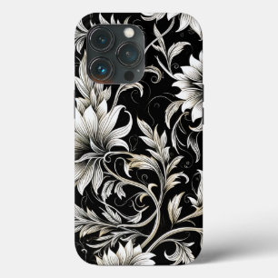 Vintage Black & White Floral iPhone 13 Pro Case