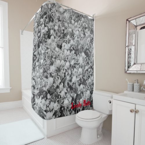 Vintage Black  White Floral Shower Curtain