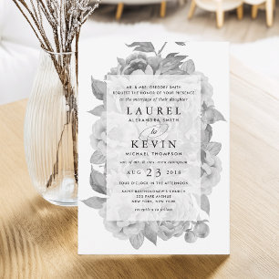 Vintage Black & White Floral Wedding Invitation