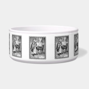 Vintage Black White Framed Red Riding Hood Wolf Bowl