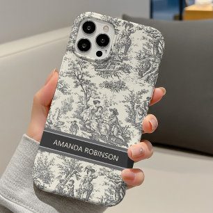 Vintage Black White French Country Toile de Jouy iPhone 16 Case