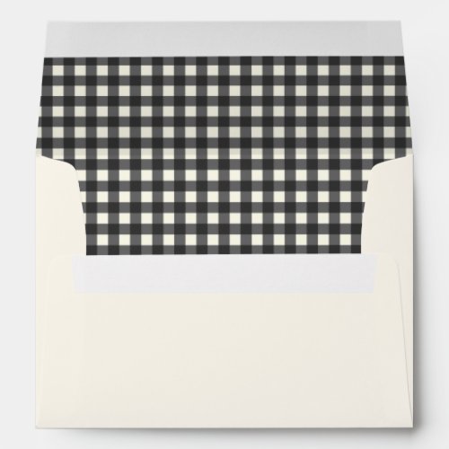 Vintage Black White Gingham Plaid Bridal Shower Envelope
