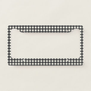 Vintage Black White Gingham Plaid  License Plate Frame
