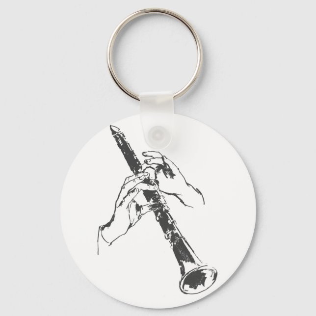 Vintage Black White Hands Clarinet Benny Goodman Keychain (Front)