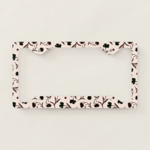 Vintage Black White Liberty Floral Pattern Elegant License Plate Frame