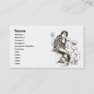 Vintage Black White Mermaid Drawing Business Card