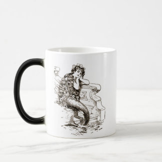 Vintage Black White Mermaid Drawing Color Morph Mug