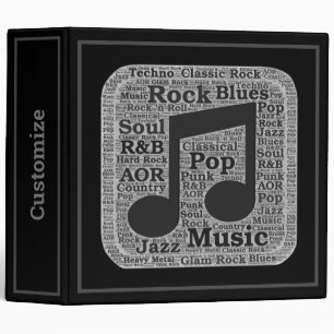 Vintage Black & White Music Genres 3-Ring Binder