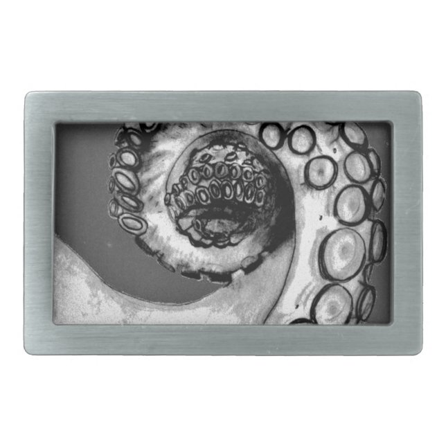Vintage Black & White Nautical Octopus Tentacle Belt Buckle (Front)