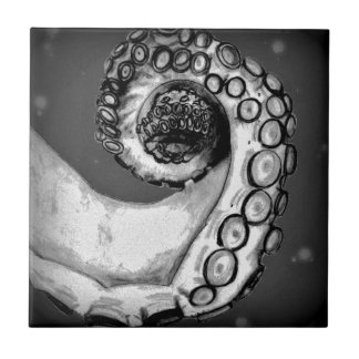 Vintage Black & White Nautical Octopus Tentacle Ceramic Tile